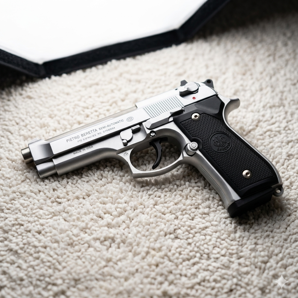Replica M92 Beretta Airsoft Pistol – Sleek Silver Finish with Realistic Detail