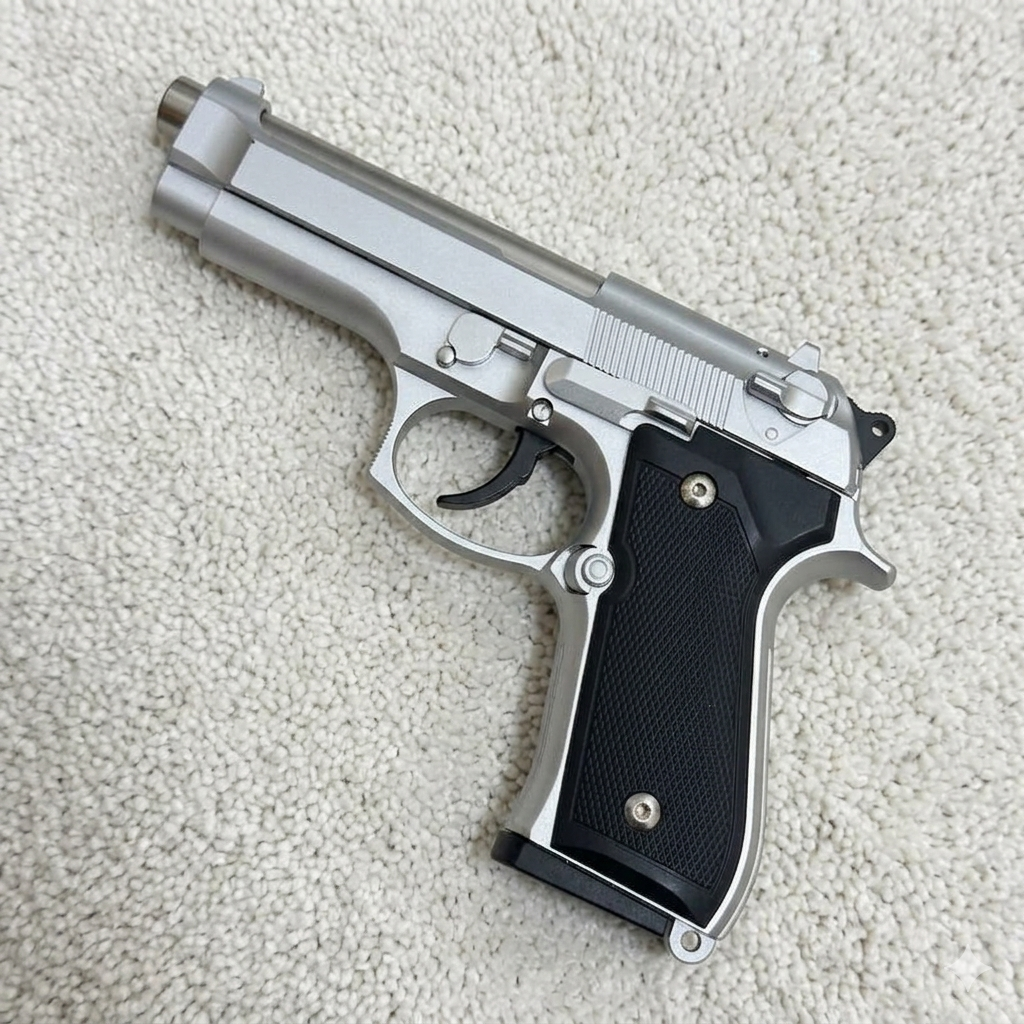 Replica M92 Beretta Airsoft Pistol – Sleek Silver Finish with Realistic Detail