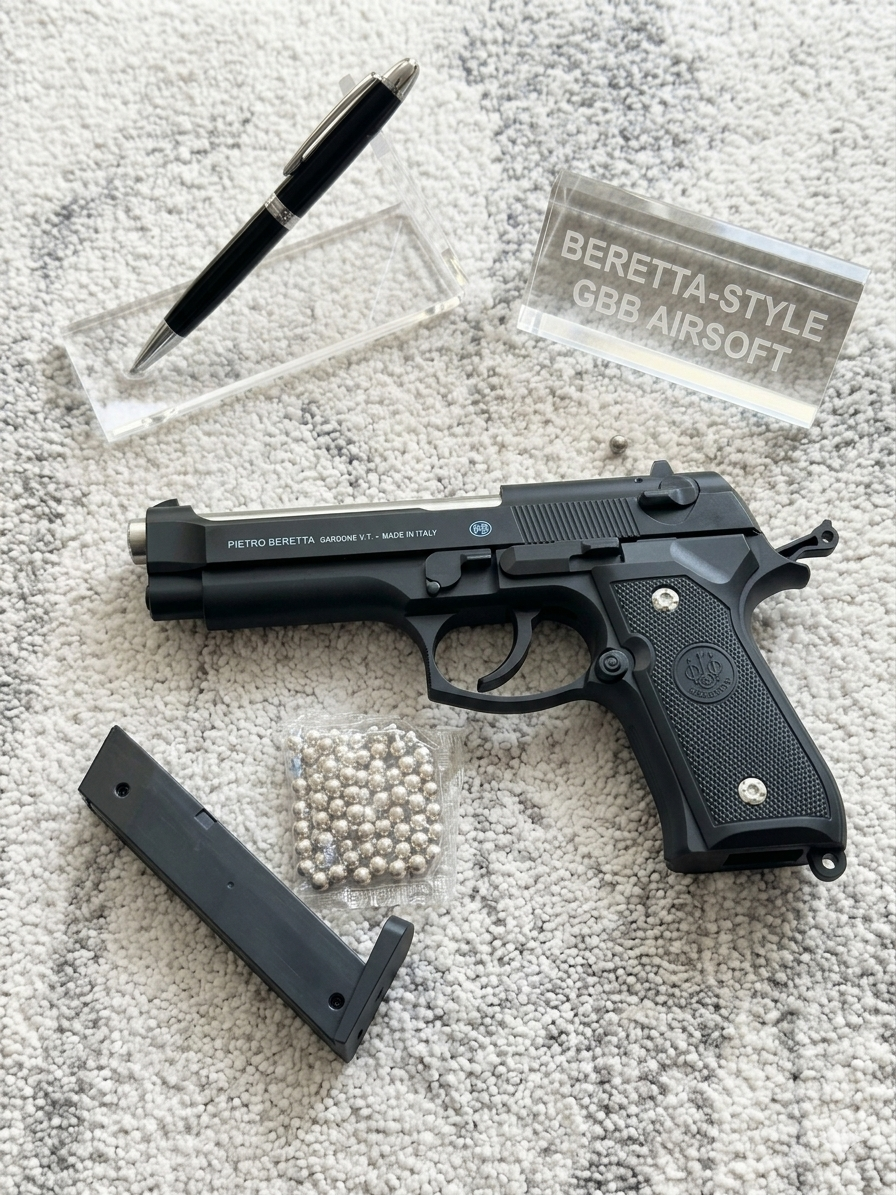 M92 Beretta Style Airsoft Replica – Black Tactical Design – Non-Lethal Training & Backyard Play